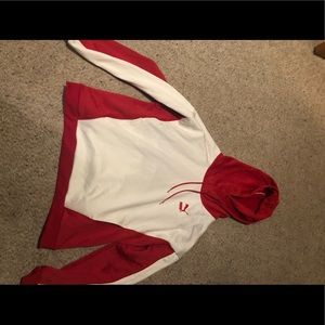 Oversized red and white puma hoodie